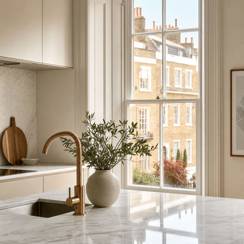 A cleaned kitchen interior.